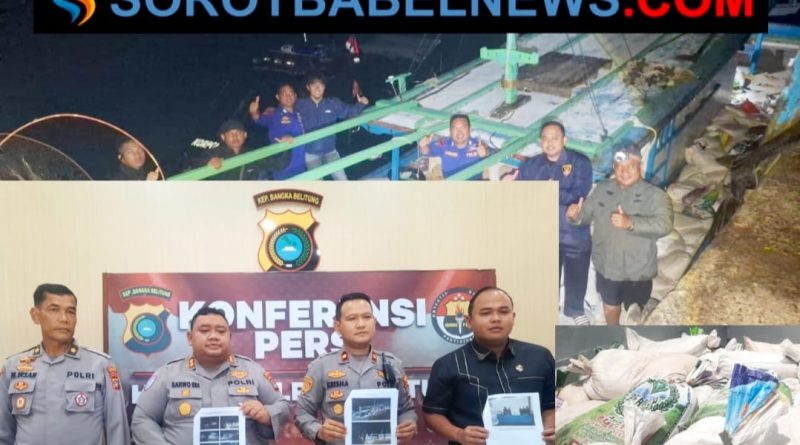 Kapolres Belitung Pimpin Konferensi Pers Terkait Penyelundupan Pasir Timah Ilegal